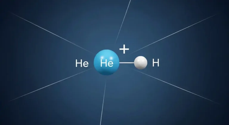 Molecular diagram showing a helonium ion structure.