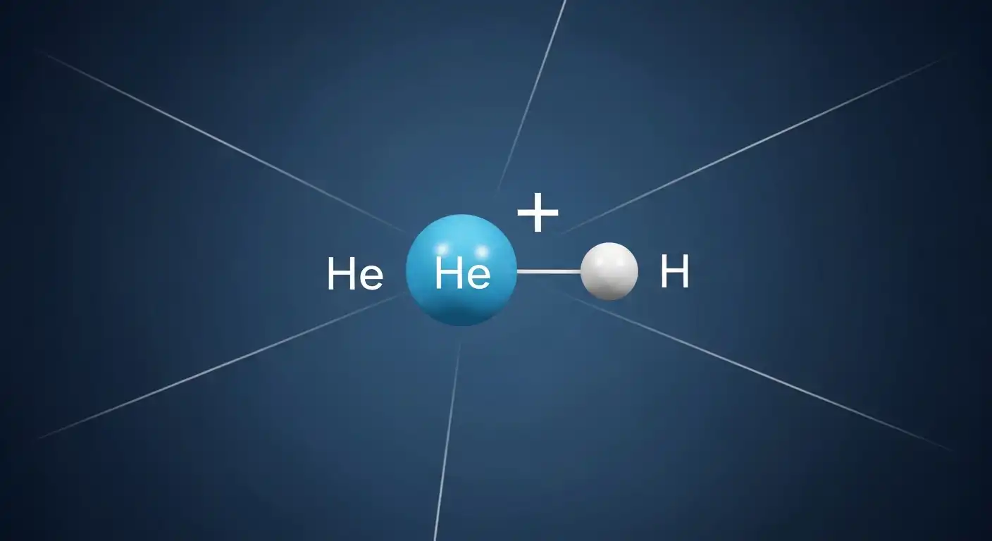 Molecular diagram showing a helonium ion structure.